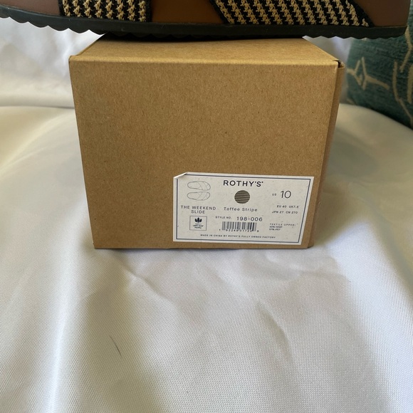 Rothy’s Weekend Slides in Toffee Stripe Size 10 - Picture 4 of 9